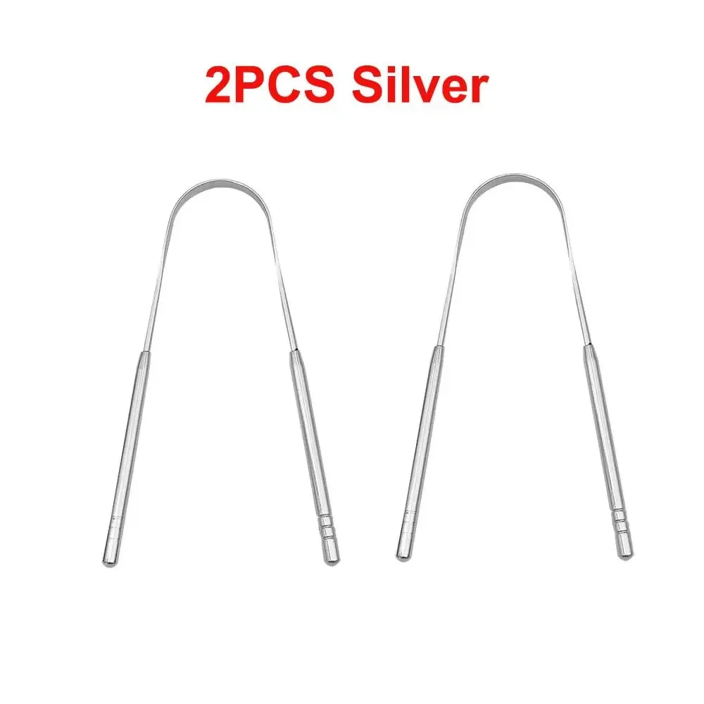 Edelstahl Zungenschaber Set – 4 Farben, U-förmiger Zungenschaber für frischen Atem & Mundpflege