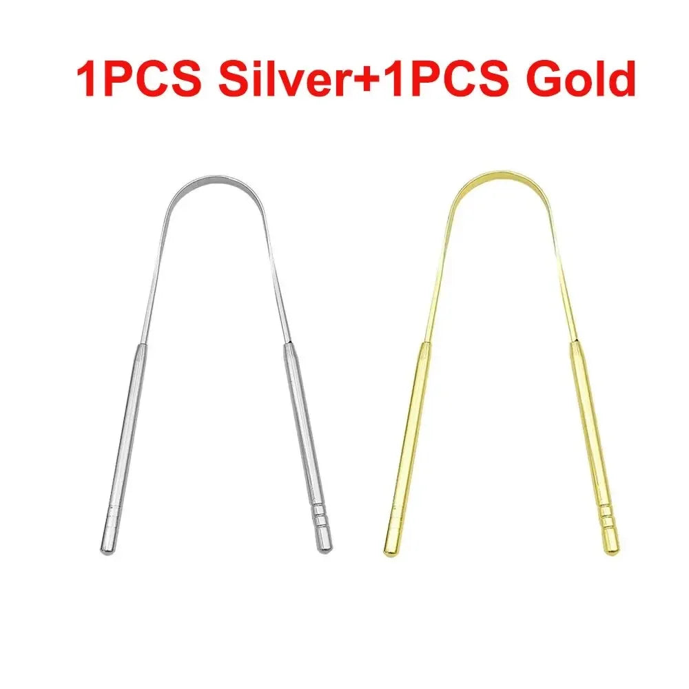 Edelstahl Zungenschaber Set – 4 Farben, U-förmiger Zungenschaber für frischen Atem & Mundpflege